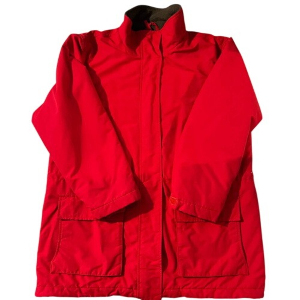 Lands End Red Zip Front Aircore-200 Polartec Fleece Quilted‎ Liner Size L 14-16